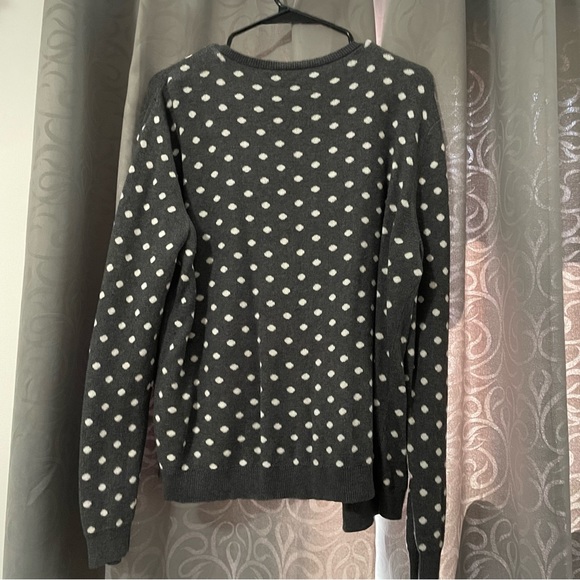 Ann Taylor Gray & White Polkadot Long Sleeve Button Up Sweater - Picture 5 of 9